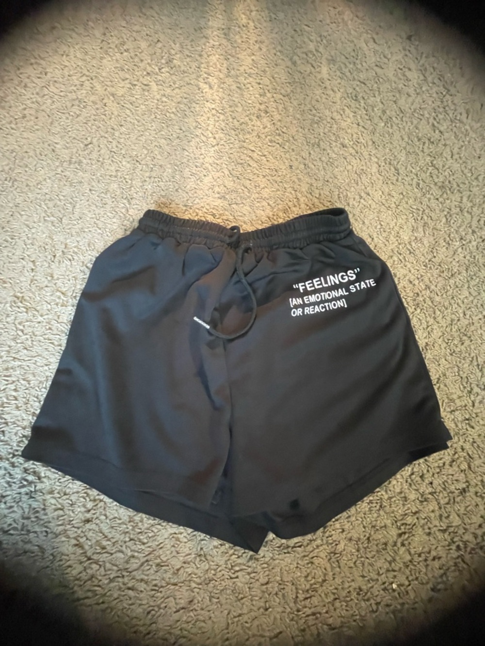 Black 'Feelings' Men's Casual Drawstring Shorts